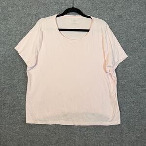 Talbots Shirt Womens 2X‎ XXL Light Pink 3/4 Sleeve Tshirt Stretch Plus Size